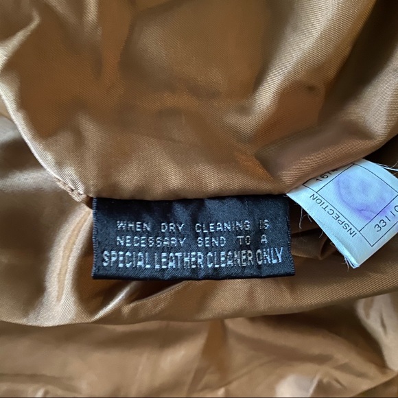 Vintage Brown Cognac Leather Bomber Pockets Jacket - Picture 10 of 12